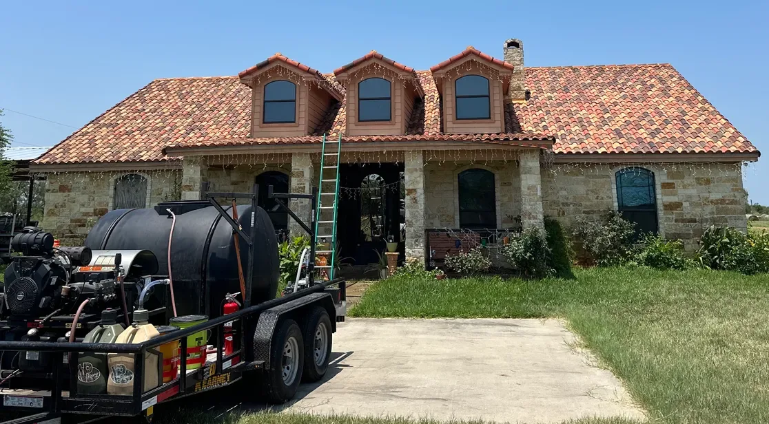 Stone Ranch House — Soft Wash — After
